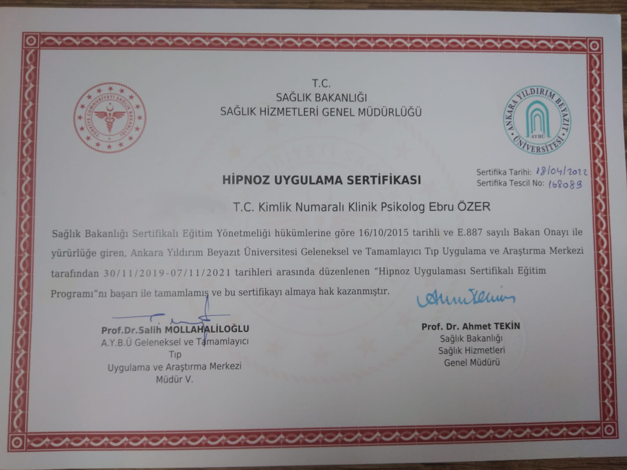 Hipnoz sertifikası