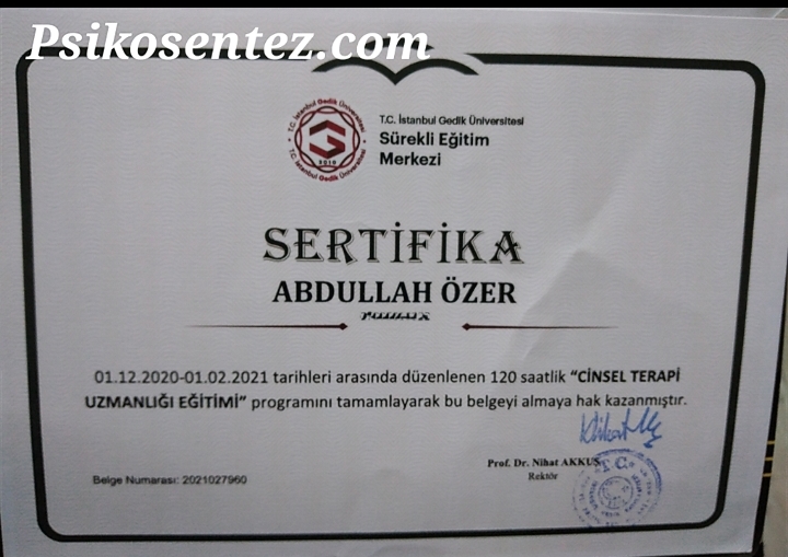 Cinsel Terapi Eğitimi Sertifikası